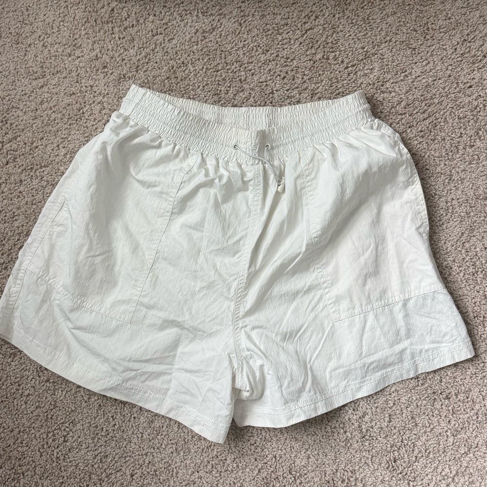FP Movement by Free People White Elastic Drawstring Athletic Shorts